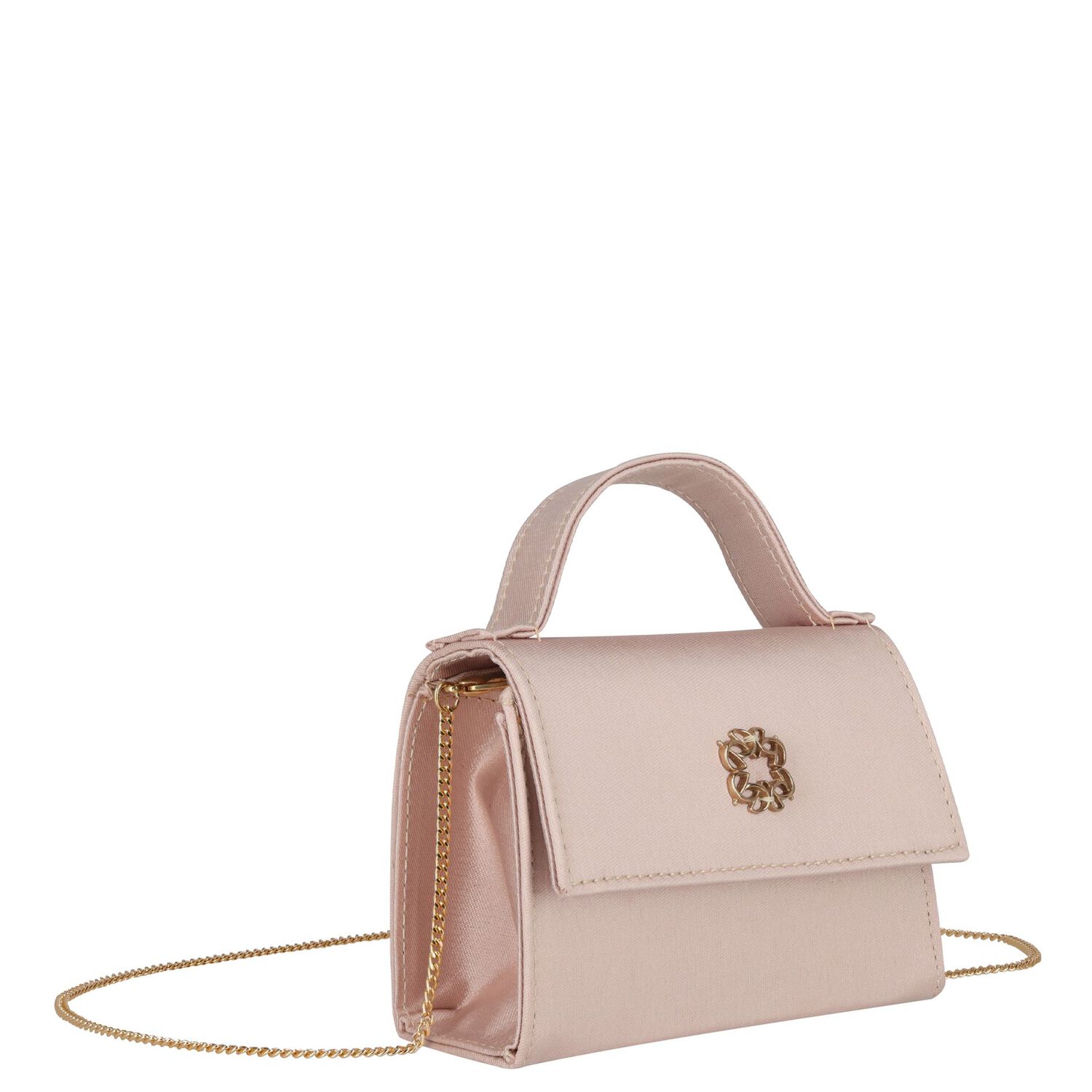 Girls Pink Satin Handbag, 1, hi-res