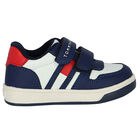 Boys Navy Blue Logo Trainers, 1, hi-res
