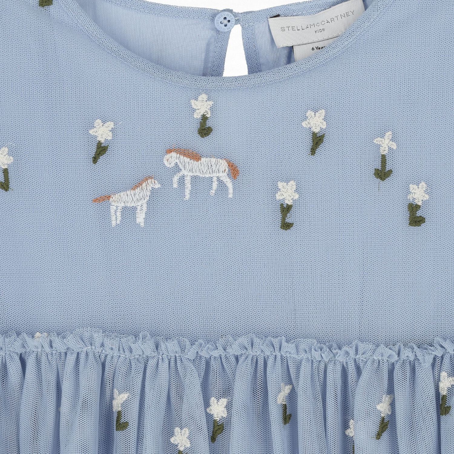 Girls Blue Horse Tulle Dress, 1, hi-res