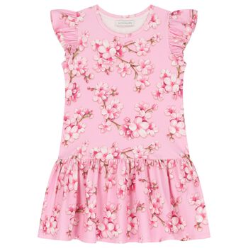 Girls Pink Logo Cherry Blossom Dress
