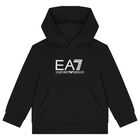 Boys Black Logo Hooded Top, 1, hi-res
