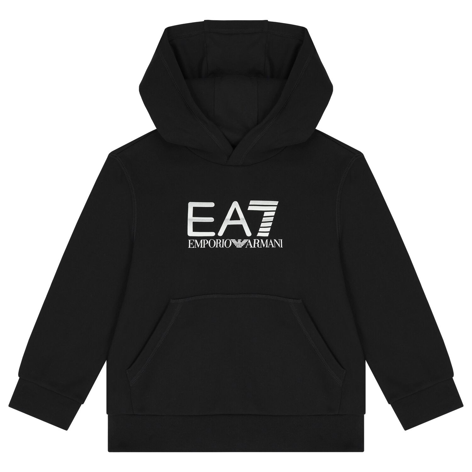 Boys Black Logo Hooded Top, 1, hi-res