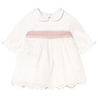 Baby Girls White & Pink Flower Dress, 1, hi-res