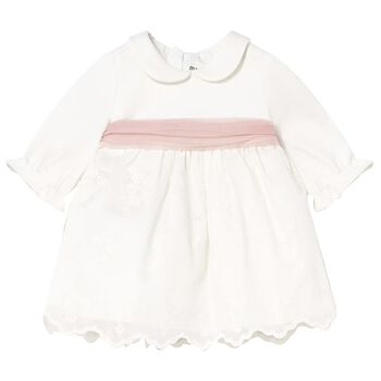Baby Girls White & Pink Flower Dress