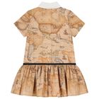 Girls Beige Geo Map Dress, 1, hi-res