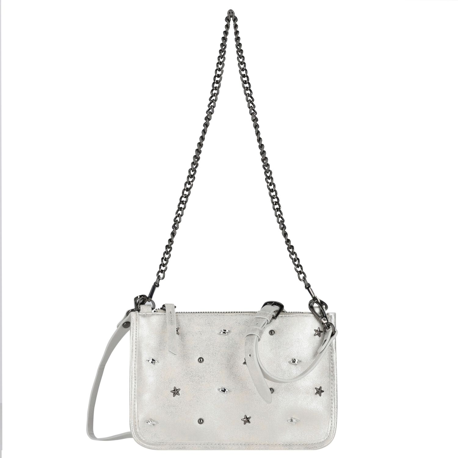 Girls Silver Studded Handbag, 1, hi-res image number null