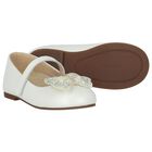 Girls Ivory Ballerina Diamante Shoes, 1, hi-res