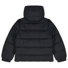 Boys Black Logo Puffer Jacket, 1, hi-res