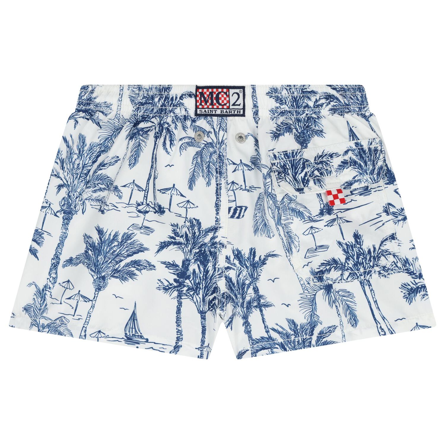 Boys White & Blue Jungle Swim Shorts, 1, hi-res