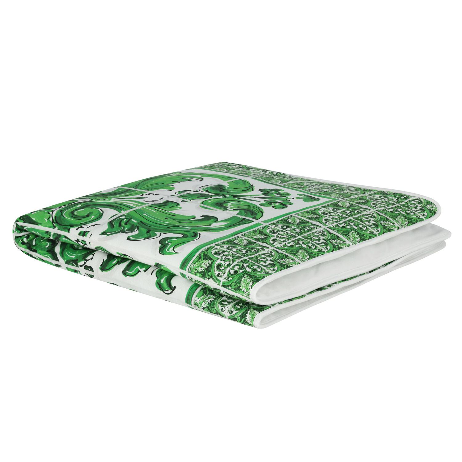 White & Green Majolica Baby Blanket, 1, hi-res