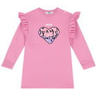 Younger Girls Pink Logo Dress, 1, hi-res