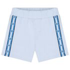 Baby Boys White & Blue Logo Shorts Set, 1, hi-res