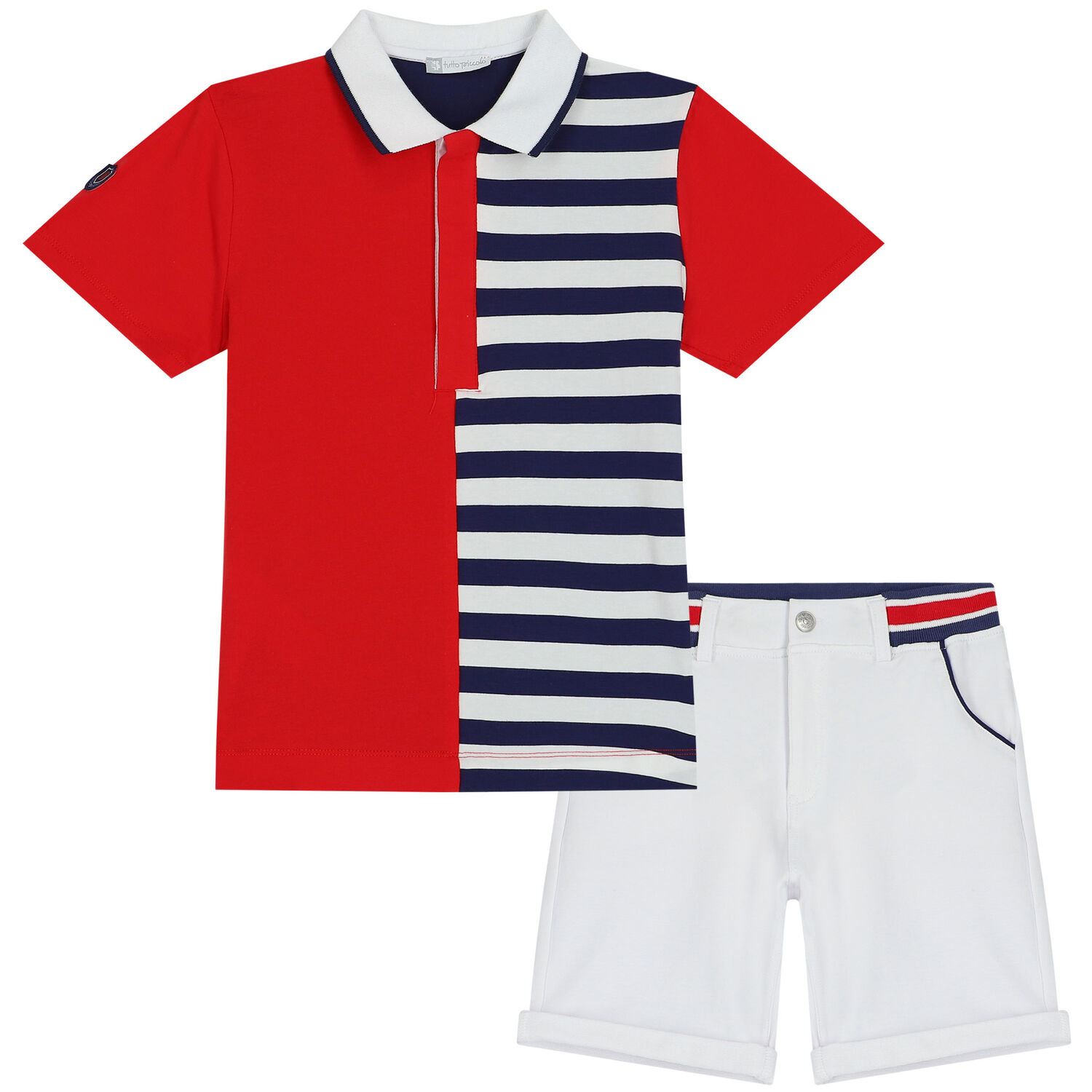 Boys Red, Blue & White Shorts Set, 1, hi-res