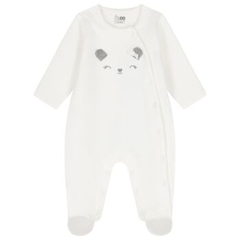 Baby Girls Ivory Teddy Bear Babygrow