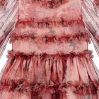 Girls Pink Floral Ruffle Tulle Dress, 1, hi-res
