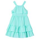 Girls Aqua Ruffled Dress, 2, hi-res