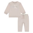 Beige Logo Younger Tracksuit, 5, hi-res