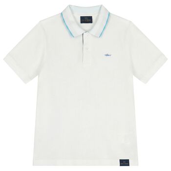 Boys White Logo Polo Shirt