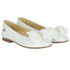 Girls White Ballerina Bow Shoes, 1, hi-res