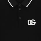 Boys Black Logo Polo Shirt, 1, hi-res
