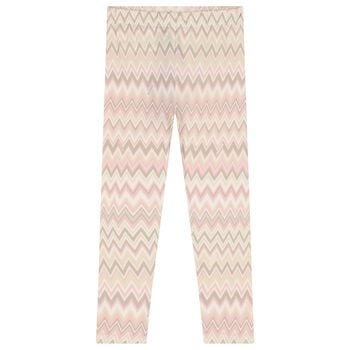 Girls Pink Logo Zig Zag Leggings