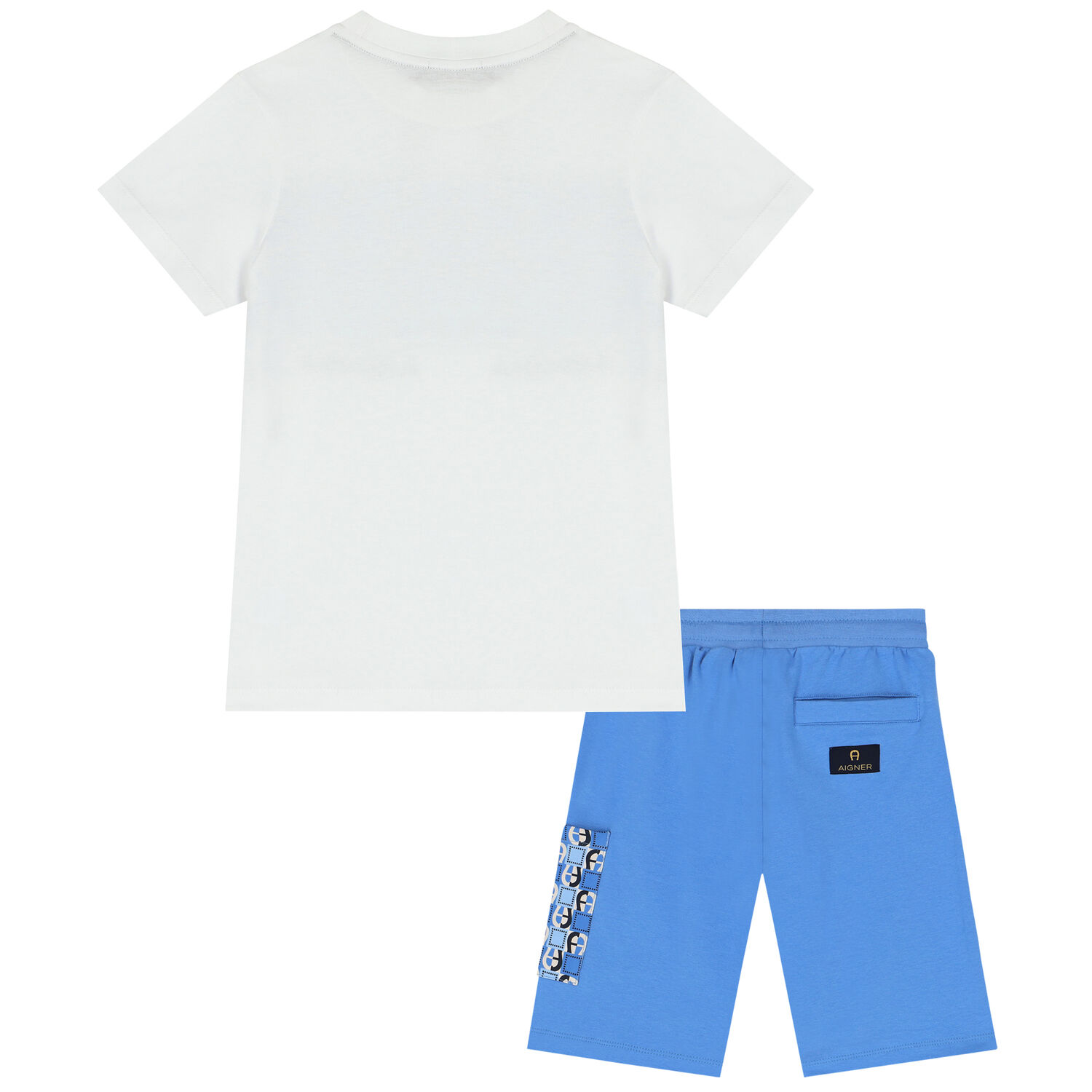 Boys White & Blue Logo Shorts Set, 2, hi-res