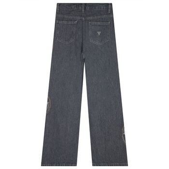 Girls Grey Embellished Logo Jeans