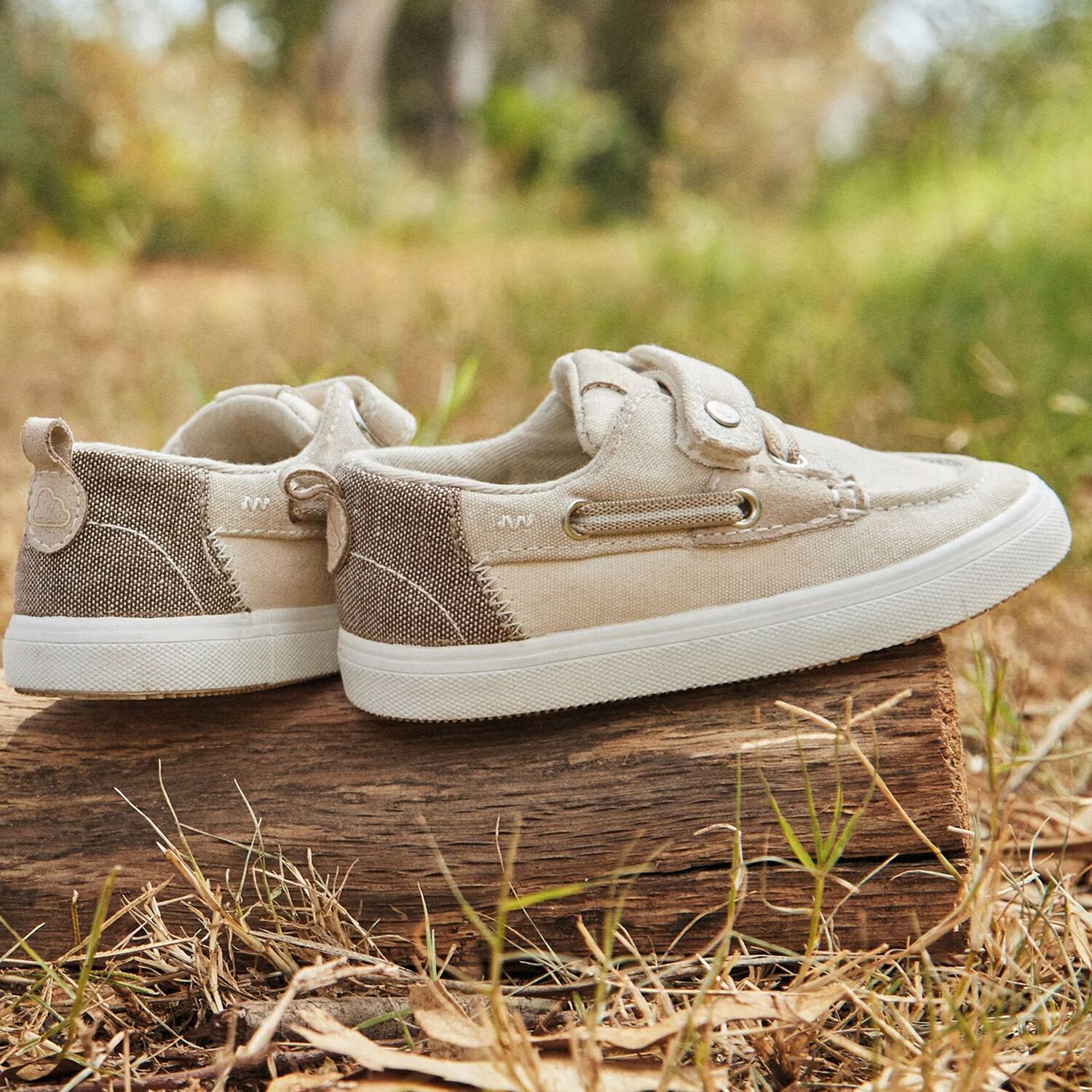 Younger Boys Beige Boat Shoes, 1, hi-res