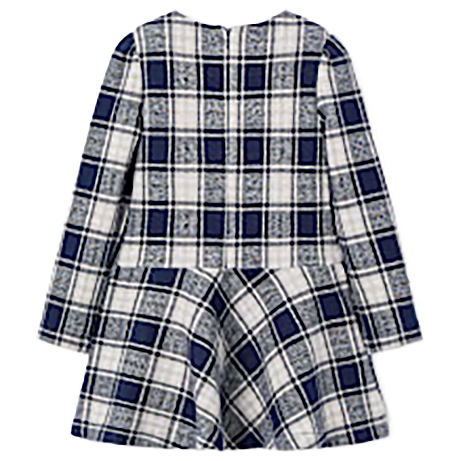 Girls Grey & Blue Check Dress, 2, hi-res