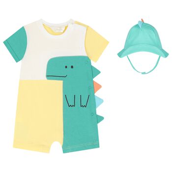 Baby Boys Green & Yellow Romper Set