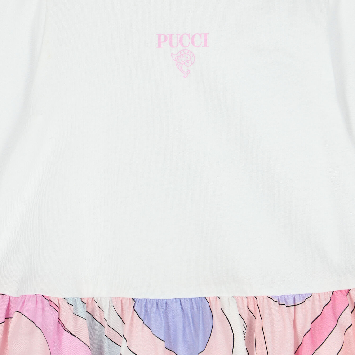 Younger Girls White & Pink Logo Dress, 1, hi-res