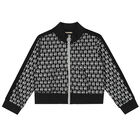 Girls Black & Silver Logo Zip Up Top, 1, hi-res