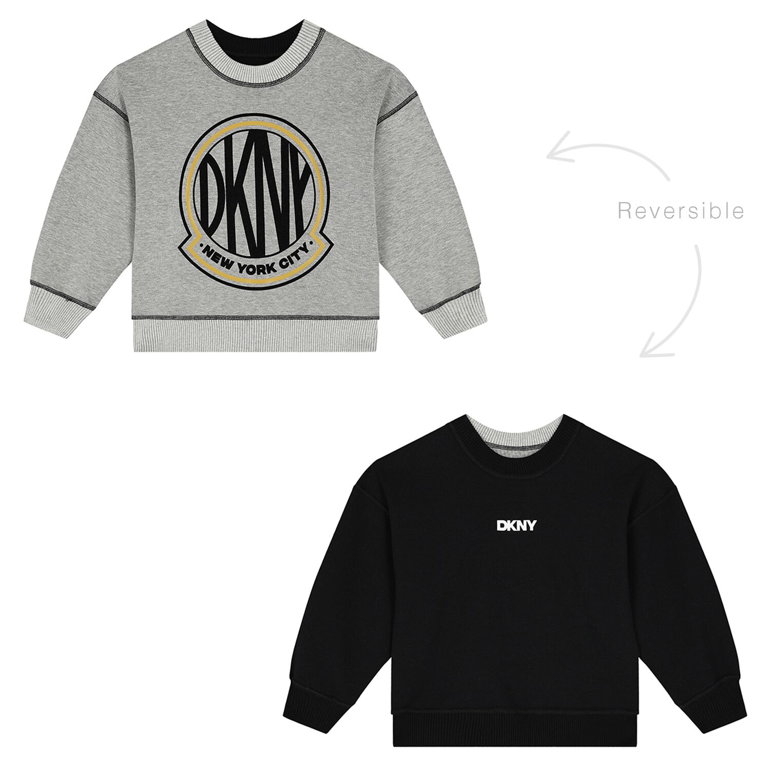Grey & Black Logo Reversible Sweatshirt, 1, hi-res
