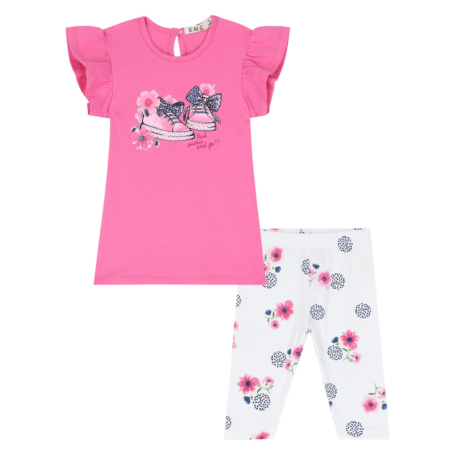 Younger Girls Pink & White Leggings Set, 1, hi-res