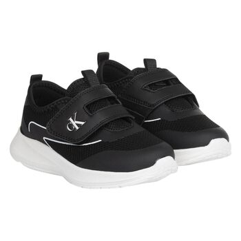 Boys Black & White Logo Trainers
