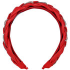 Girls Red Plaited Diamante Headband, 1, hi-res