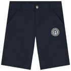 Boys Navy Blue Logo Shorts, 2, hi-res