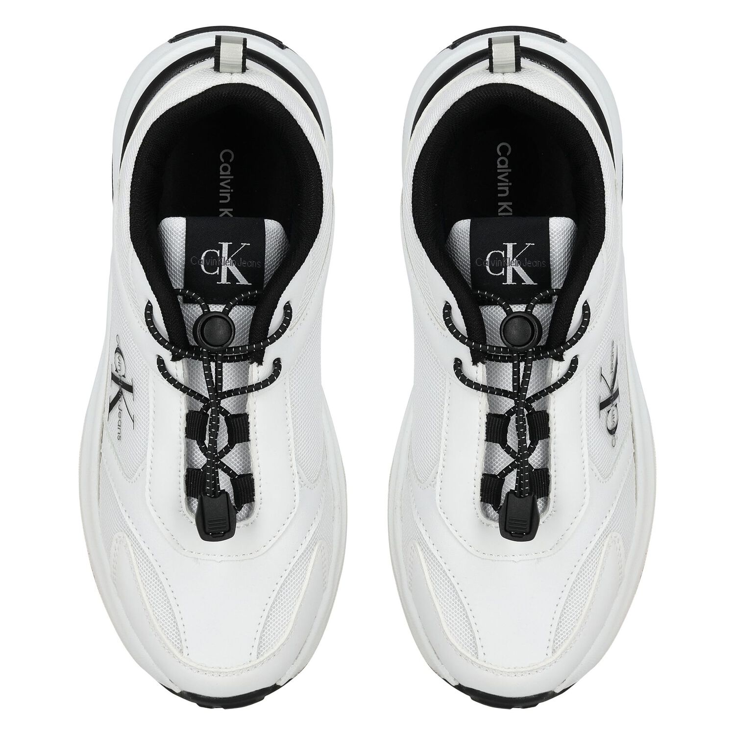 White & Black Logo Trainers, 1, hi-res
