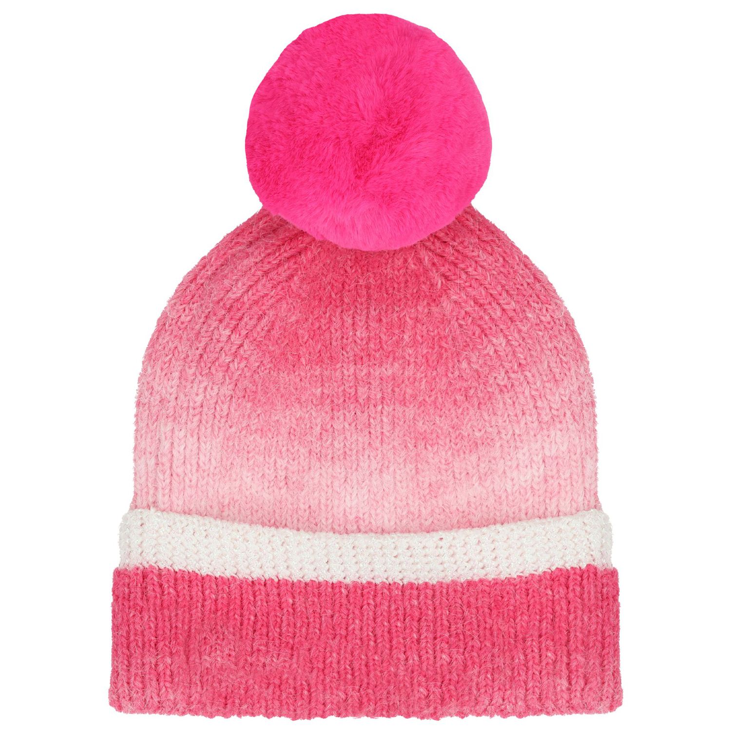 Younger Girls Pink Knitted Hat, 1, hi-res