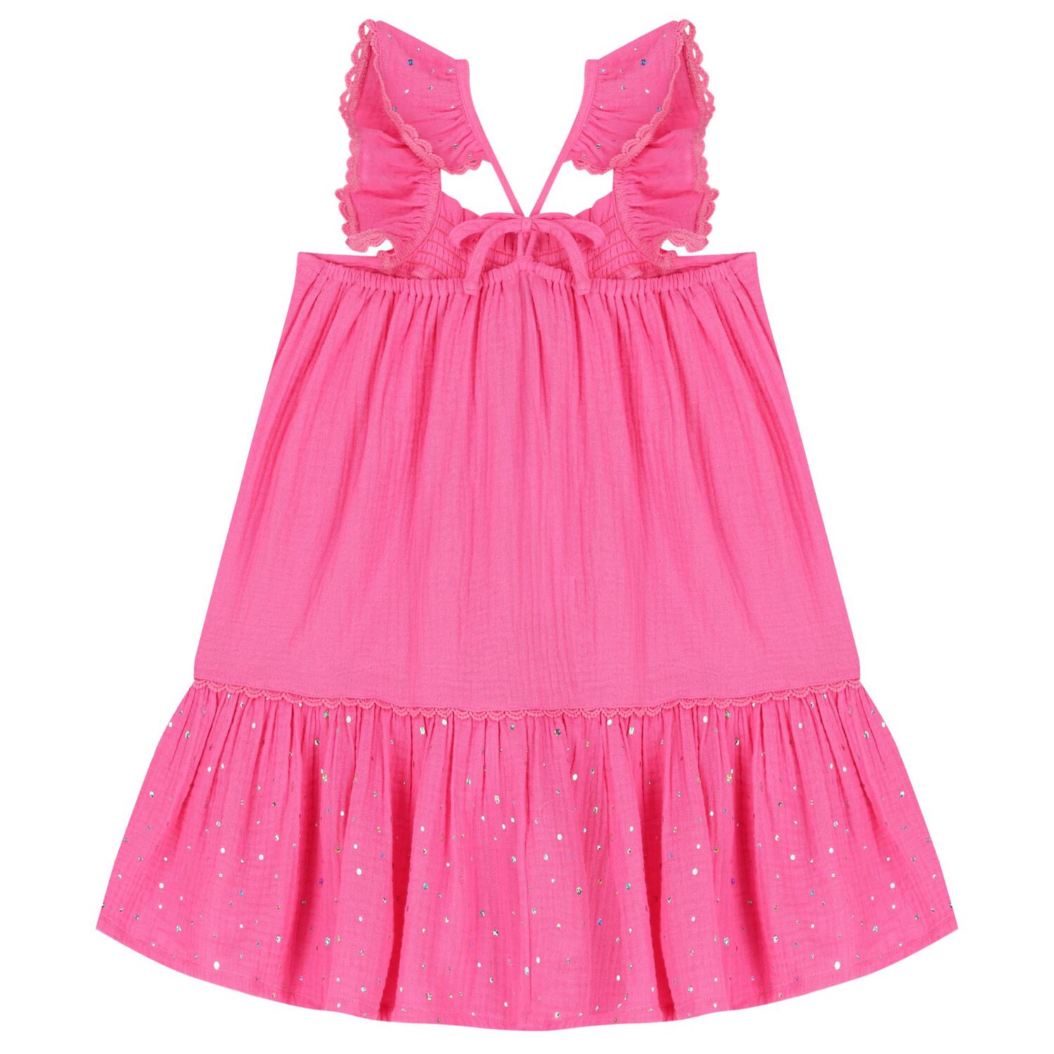 Girls Pink Bow Dress, 2, hi-res