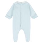 Baby Boys Blue & Ivory Flower Babygrows ( 2-Pack ), 1, hi-res