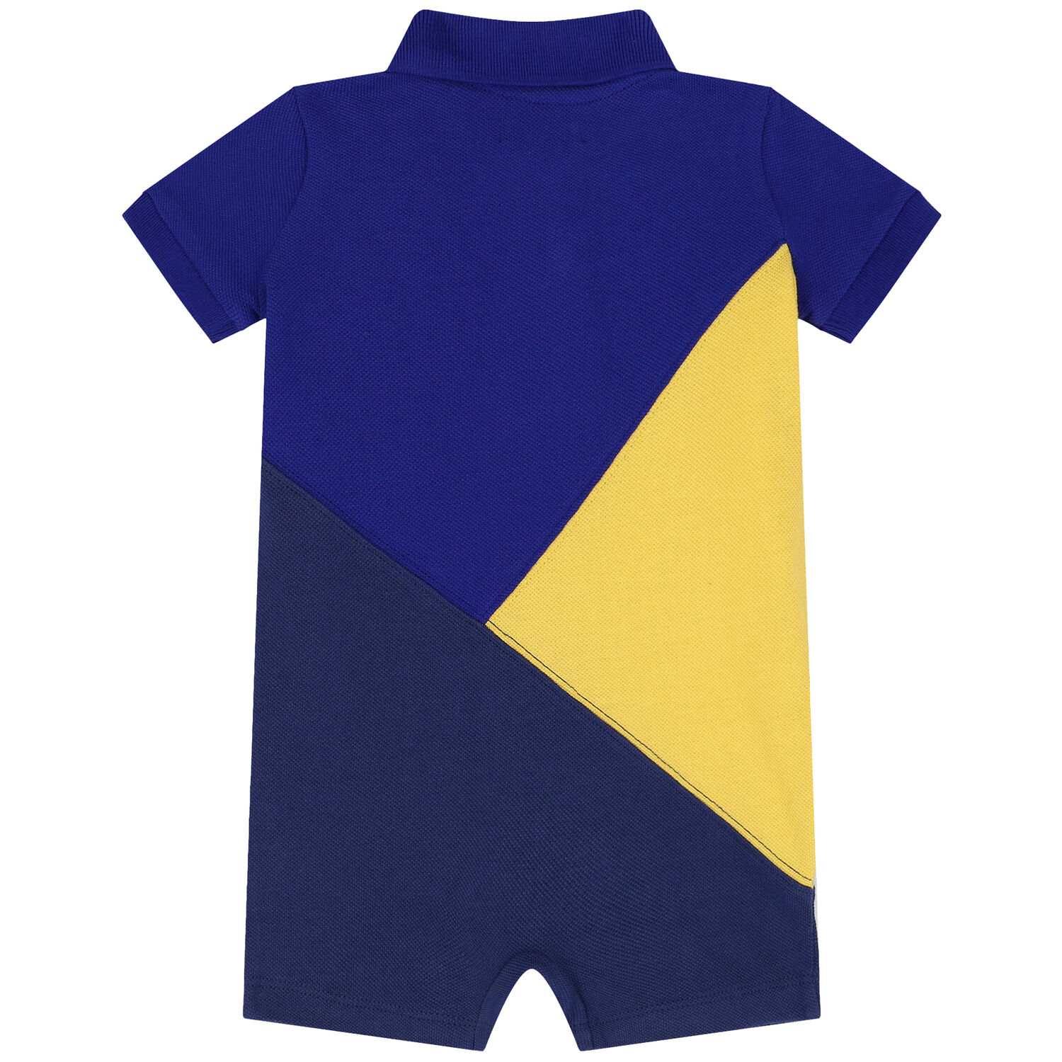 Baby Boys Blue & Yellow Logo Polo Romper, 1, hi-res