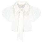 Girls White Pearls Tulle Skirt Set, 1, hi-res