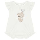 Baby Girls White Teddy Bear Romper Set, 2, hi-res