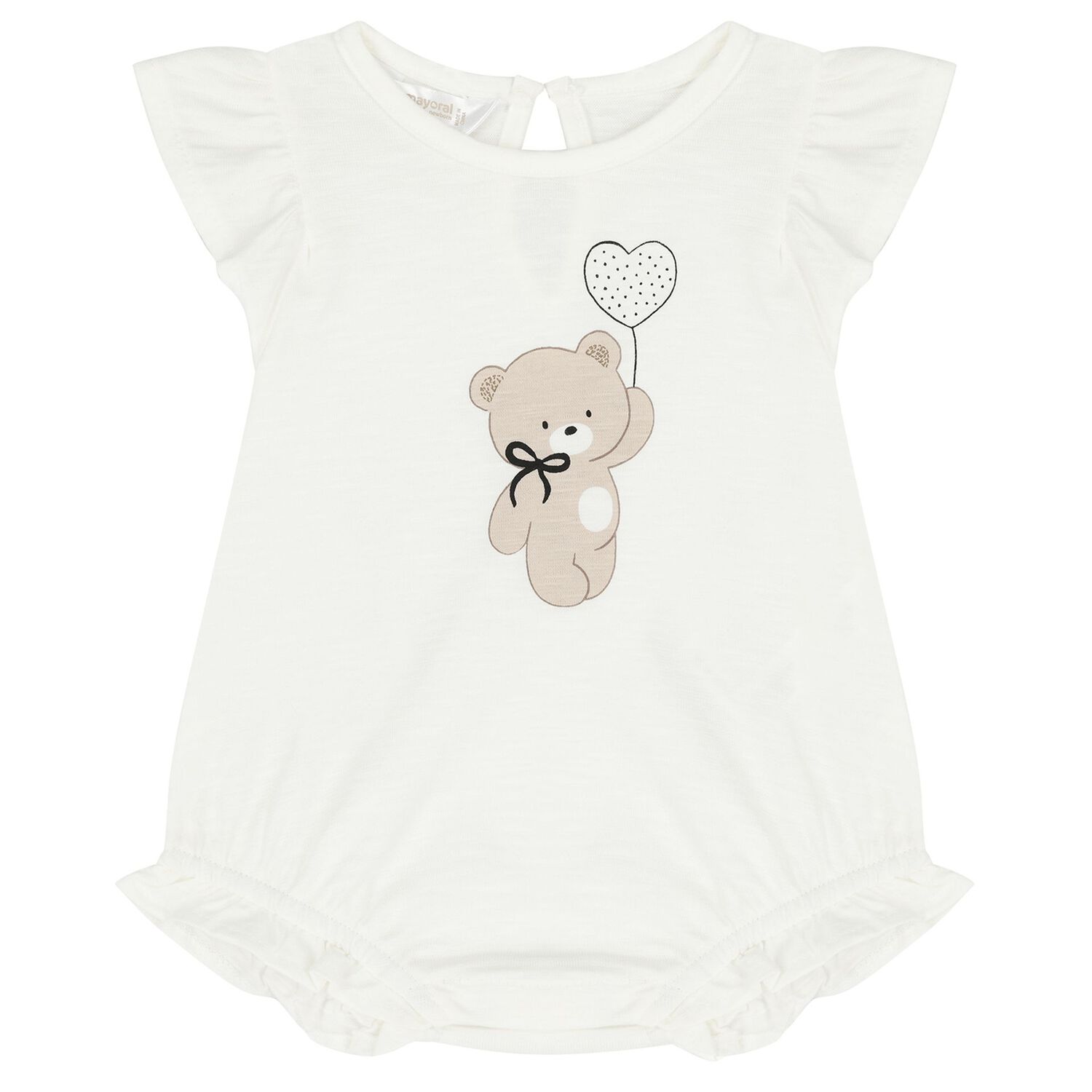 Baby Girls White Teddy Bear Romper Set, 2, hi-res