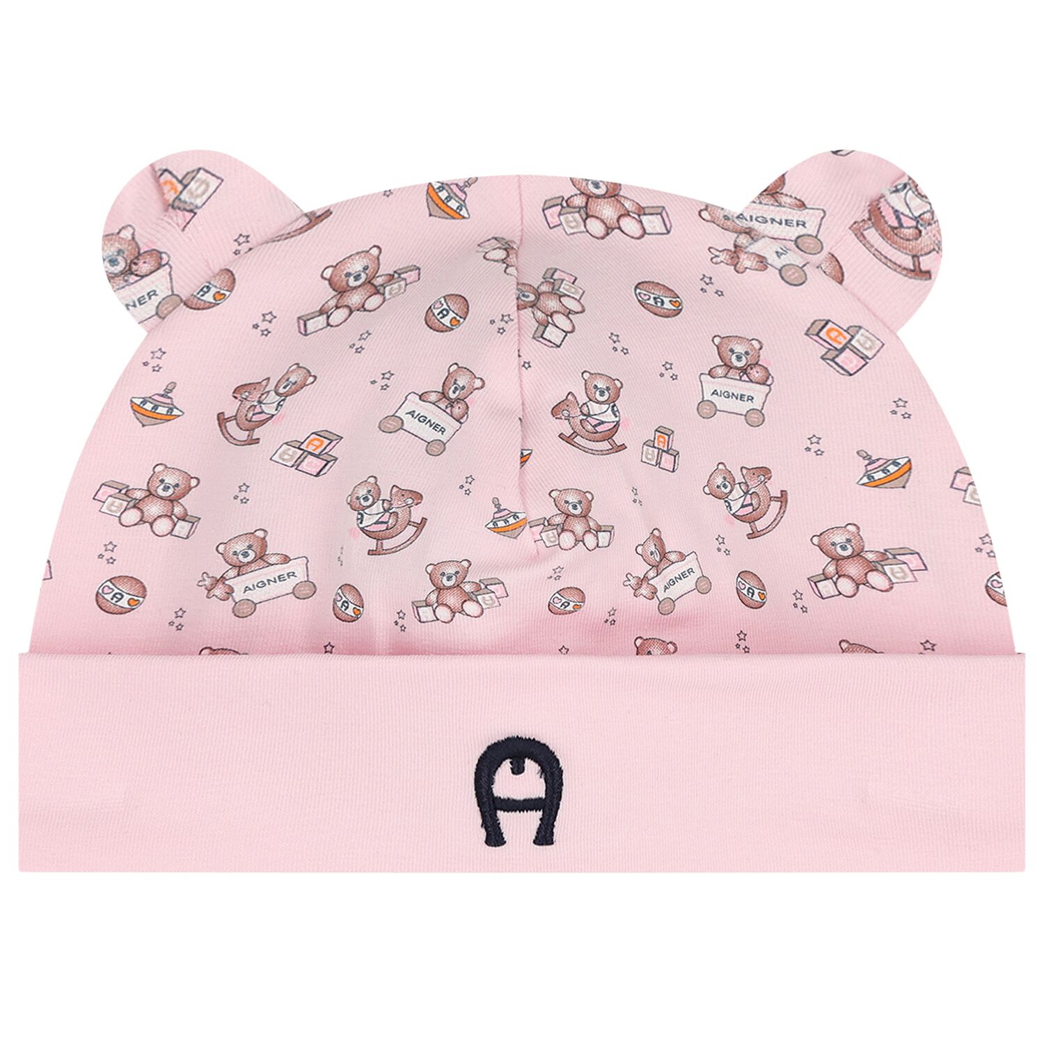 Baby Girls Pink Teddy Bear Logo Hat, 3, hi-res