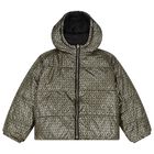 Girls Black & Silver Reversible Puffer Jacket, 1, hi-res