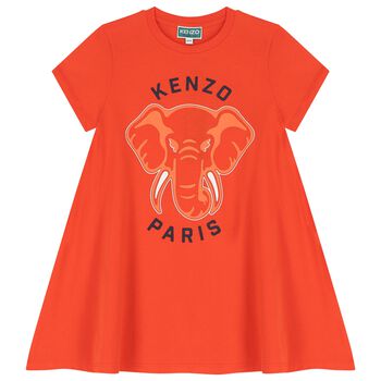 Girls Red Elephant Logo Dress