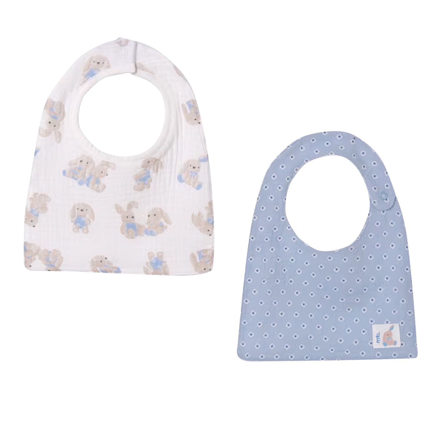 Baby Boys Blue & White Bibs ( 2-Pack ), 1, hi-res