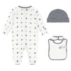 Baby Boys White & Navy Blue Logo Babygrow Gift Set, 1, hi-res